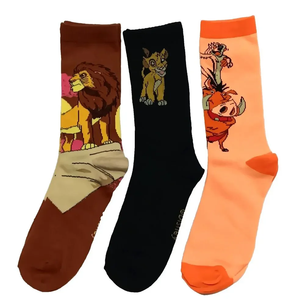 Lion King Simba Hakuna Matata Mens 3 Pair Size 6-12 Multicolor Crew Socks NWOT